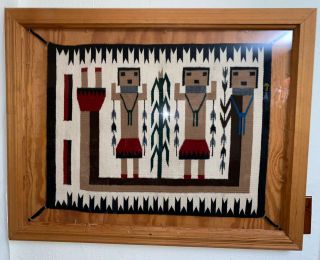Perfect Vintage Navajo Yei Rug.  Yeibichai Rainbow Yei Hand - Spun Wool Shiprock Az