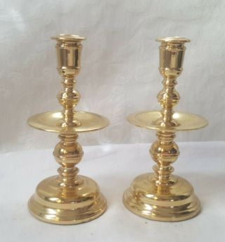 Vintage 4.  75 " Tall Solid Brass Taper Stick Candle Holder Set By Baldwin Fine Set