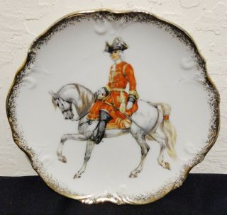 Vintage Porcelain Hussar Soldier Wall Plate Gold Trim A