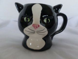 Vintage Cat Head Coffee Cup Vandor Japan Black White Kitty Mug 8 Oz