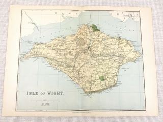 1889 Antique Map Of The Isle Of Wight Newport Chine Head Ventnor 19th Century