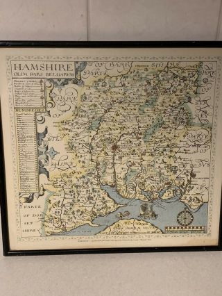 Antique/vintage John Norden’s Map Of Hampshire 1610 Britainna 15x14