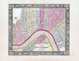 1860 Mitchell Hand Colored Map Orleans - Street Level Detail - Outstanding