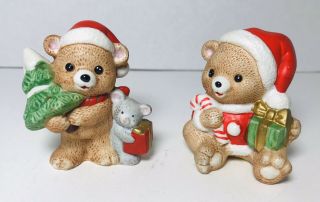 Set Of 2 Vintage Homco Christmas Bear Figurines 5254