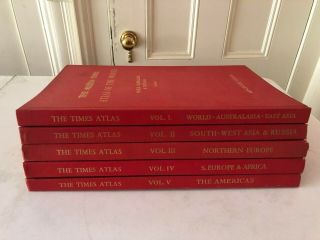 The Times Atlas Of The World,  Mid - Century Edition,  Five Volumes
