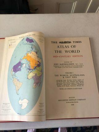 THE TIMES ATLAS OF THE WORLD,  MID - CENTURY EDITION,  FIVE VOLUMES 3