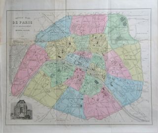 Nouveau Plan De Paris En 20 Arrondissements By J.  Migeon C1869