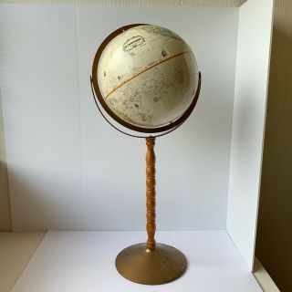 12 " Classic World Globe On 16 " Wooden Floor Stand Replogle World Vintage Crafts