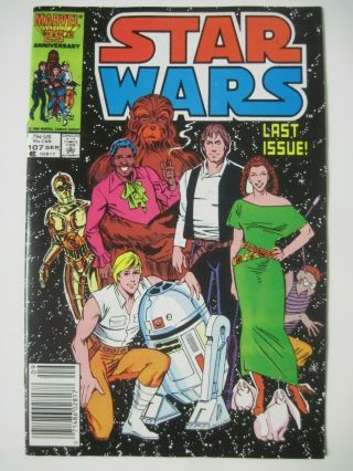 Star Wars 107 Last Issue Marvel Comics 1986 Htf Newsstand Variant