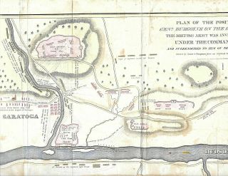 Large Detailed Map Of The 1777 Battle Of Saratoga Revolutionary War Printed 1818