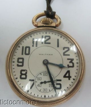 Vintage 10k Gf Waltham Vanguard 23 Jewel 16s Railroad Grade Pocket Watch 1947