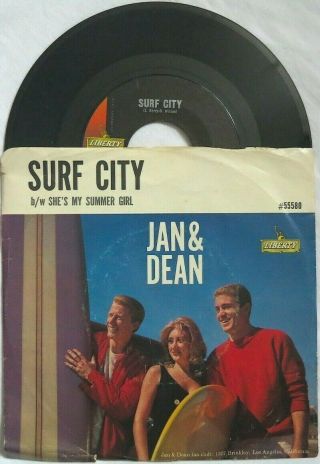 Jan & Dean Surf City/she  S My Summer Girl 45rpm 7 " Liberty 55580 Picture Sleeve