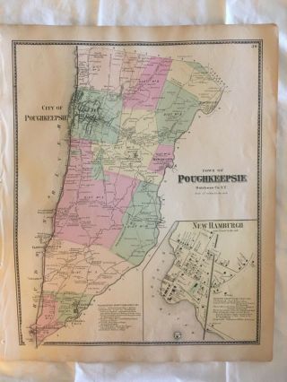 Town Of Poughkeepsie,  Dutchess County,  Ny 1867 Lithograph,  F.  W.  Beers