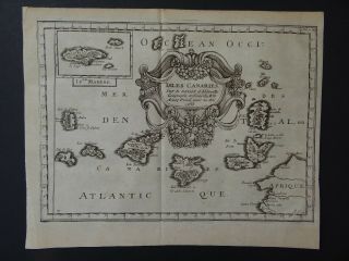 1656 Sanson Atlas Map Canary Islands - Isles Canaries - Tenerife - Gran Canaria