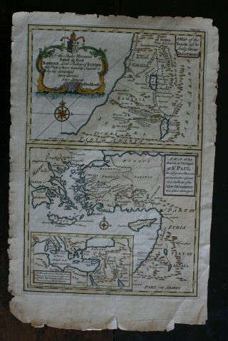 An Antique Map Of The Travels Of Our Lord Jesus Christ And St.  Paul Circa 1760