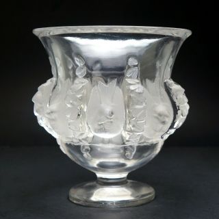 Vintage Lalique France Clear & Frosted Crystal Glass Dampierre 5 " Bird Vase Nr