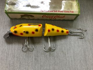 Vintage Creek Chub Jointed Striper Pikie Fishing Lure In Yellow Spot 2