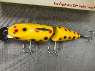 Vintage Creek Chub Jointed Striper Pikie Fishing Lure In Yellow Spot 3