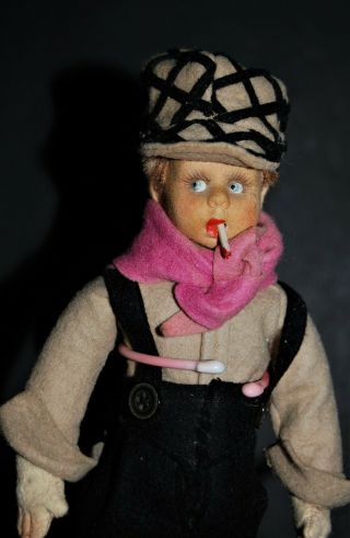 Vintage Lenci Doll Jackie Coogan " The Kid " Celebrity Felt Smoker 9 " 1930s Male