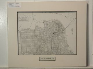 Antique Rand Mcnally Map Of San Francisco Ca,  Matted With Inset Title