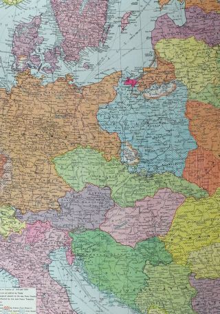 1921 Large Map Central Europe With Peace Terms Germany Poland Jugoslavia Italy