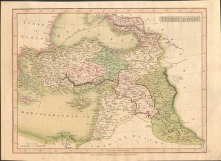 1808 Antique Map - H/col - Smith,  Turkey In Asia,  Cyprus,  Syria