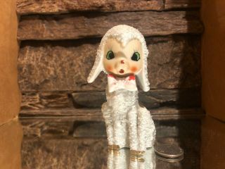 Vintage Porcelain Sugar Textured Big Eyed Lamb Figurine - White Japan