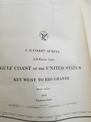Us Gulf Coast - Key West To The Rio Grande Eastern Part 1863 Us Coast Survey Map