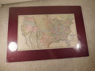 Antique 1853 Map Of The United States And Canada Hand Colored