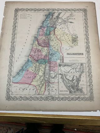 1855 Vintage Map Of Palestine Israel From Colton S Atlas