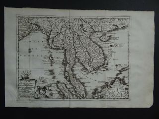 1729 Atlas Pieter Van Der Aa Map Thailand - Cambodia - Vietnam - Malaysia Siam