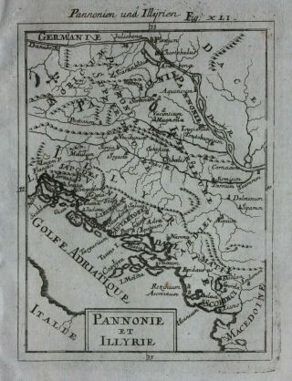 Antique Map,  Pannonia & Illyria,  Balkans Region,  A.  M.  Mallet,  C.  1719