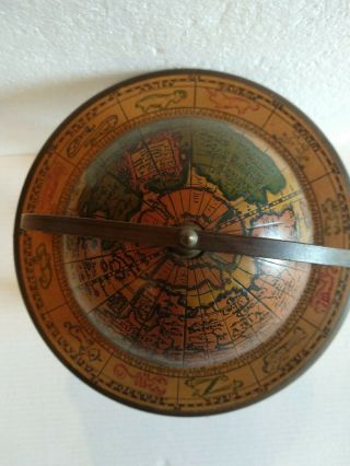 Vintage Old World Globe,  Made in Italy,  Wooden table top zodiac astrology 3