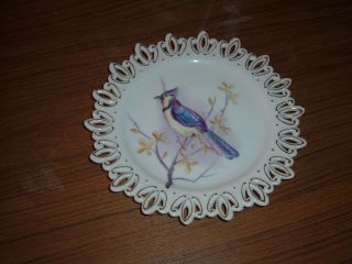 Lefton China Hand Painted Blue Jay Wall Hanging Plate