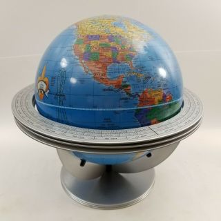 George F Cram Co.  World Globe With Atomic Metal Cradle Stand Classica U.  S.  A.