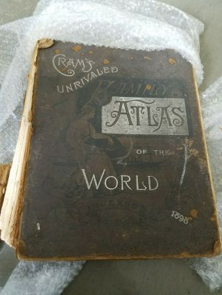 1898 Crams World Atlas Vintage.
