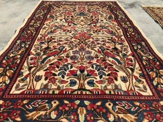 Hand Knotted Vintage Qirmoun Tree Of Life Pictorial Wool Area Rug 5 X 3