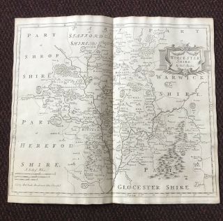 1695 County Of Worcestershire English Antique Map Robert Morden Rare