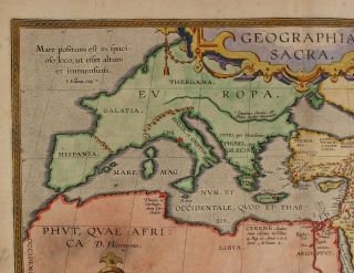 17thC Antique Abraham Ortelius Sacred Geography Copper Engraved Hand Colored Map 3