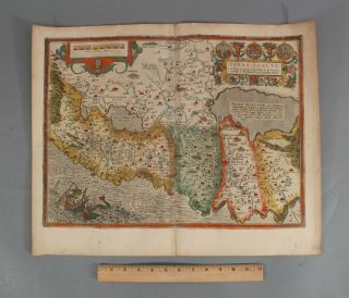 16thc Antique Abraham Ortelius Hand Colored Engraved Map Terra Sancta Holland