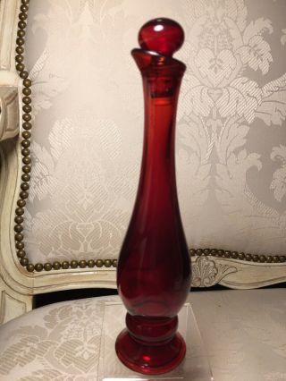 Avon Red Bud Vase Pedestal Decanter With Stopper Vintage Perfume Bottle