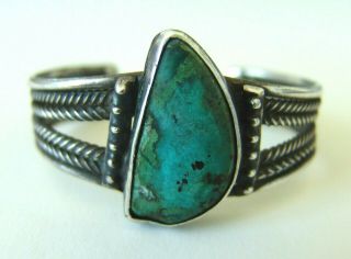 Large Heavy Vintage Navajo Silver And Turquoise Bracelet