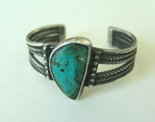 Large Heavy Vintage Navajo Silver and Turquoise Bracelet 3