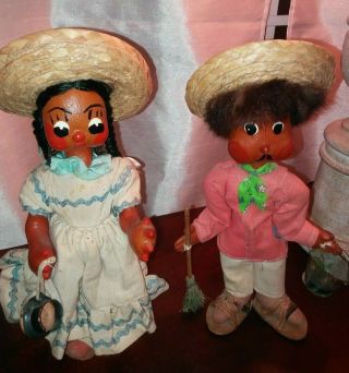 Vintage Mexican Folk Art Paper Mache Dolls From The 1960s