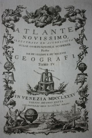 Antonio Zatta Atlas Title Page,  Atlante Novissimo,  1785