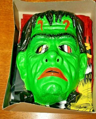 1973 Vintage Ben Cooper Frankenstein Monster Halloween Costume & Mask Box