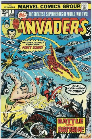 Invaders 1 Comic Book 1975 Marvel Bronze Age Comic Book Nm 9.  2,  Off White