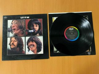 The Beatles Let It Be Vinyl Record Lp Vg,  /vg Capitol Sw 11922 With Poster