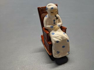 Vintage Grandpa In Rocking Chair Smoking Salt And Pepper Shakers White Americana