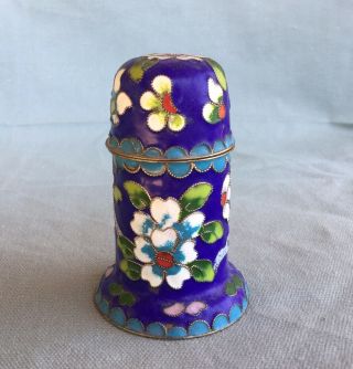 Vintage Cloisonne Toothpick Holder Trinket Box Floral Enamel Estate Find